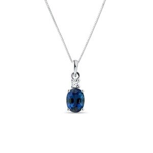 Blue Sapphire And Diamond White Gold Necklace